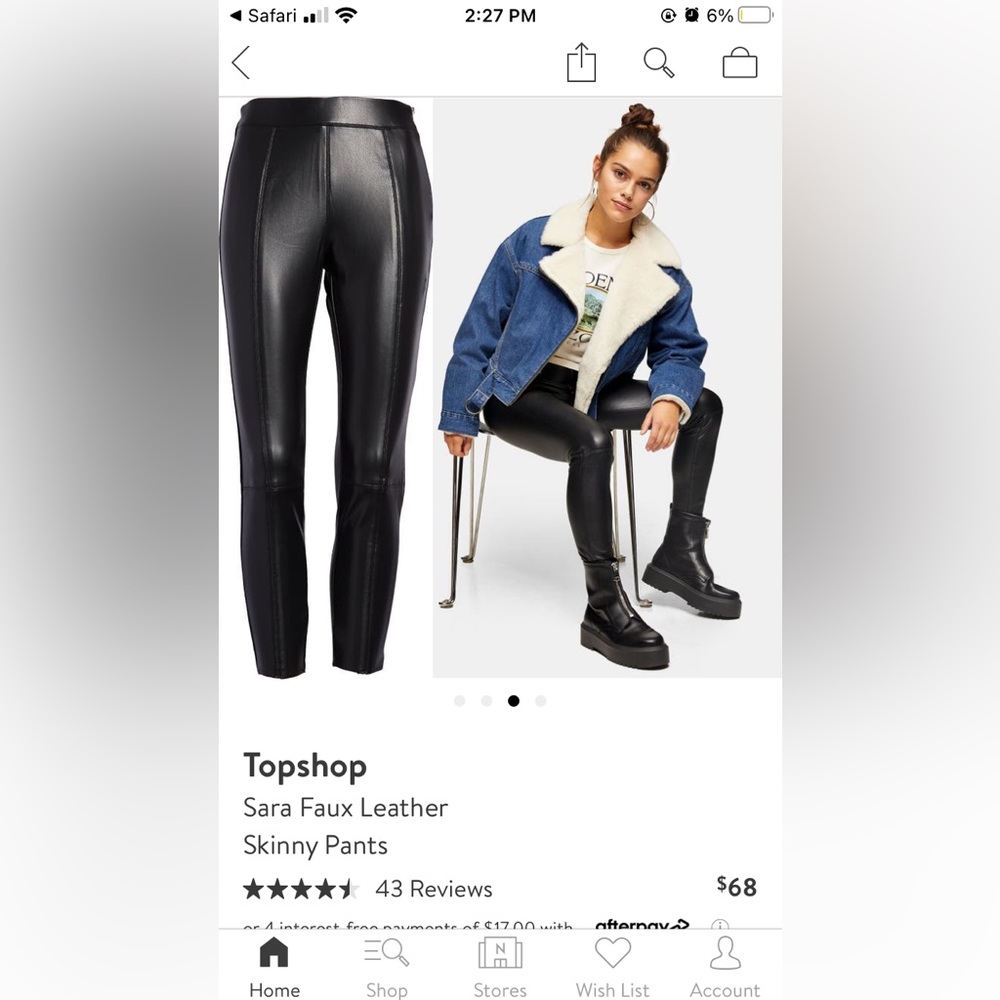 Topshop Sara Faux Leather Skinny Pants